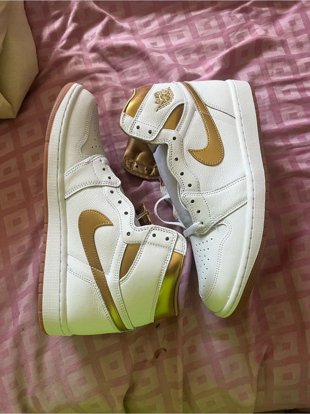 Nike White & Metallic Gold Shoe Box with Size Label
